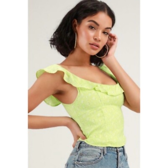 Free People Tops - Free people green corset tank top blouse